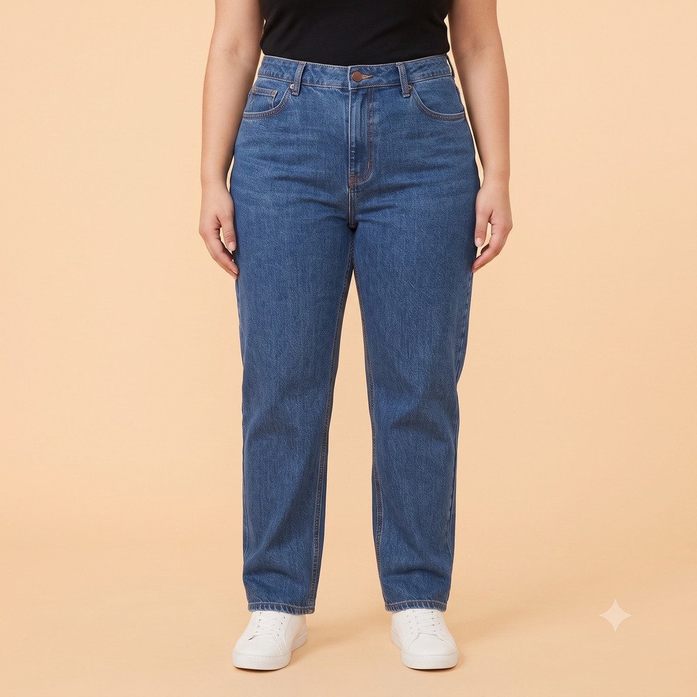 Fashion Nova I Got It From My Mama High Rise Straight Leg Jeans Size 15 Blue EUC